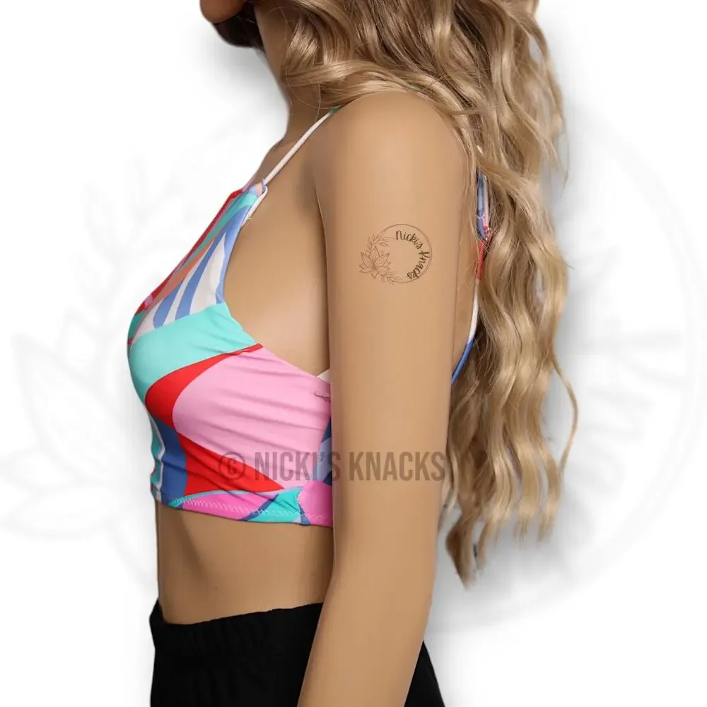 Raisins Kaori Square Neck Bikini Top Multicolor Strappy Back Swimwear Size XS